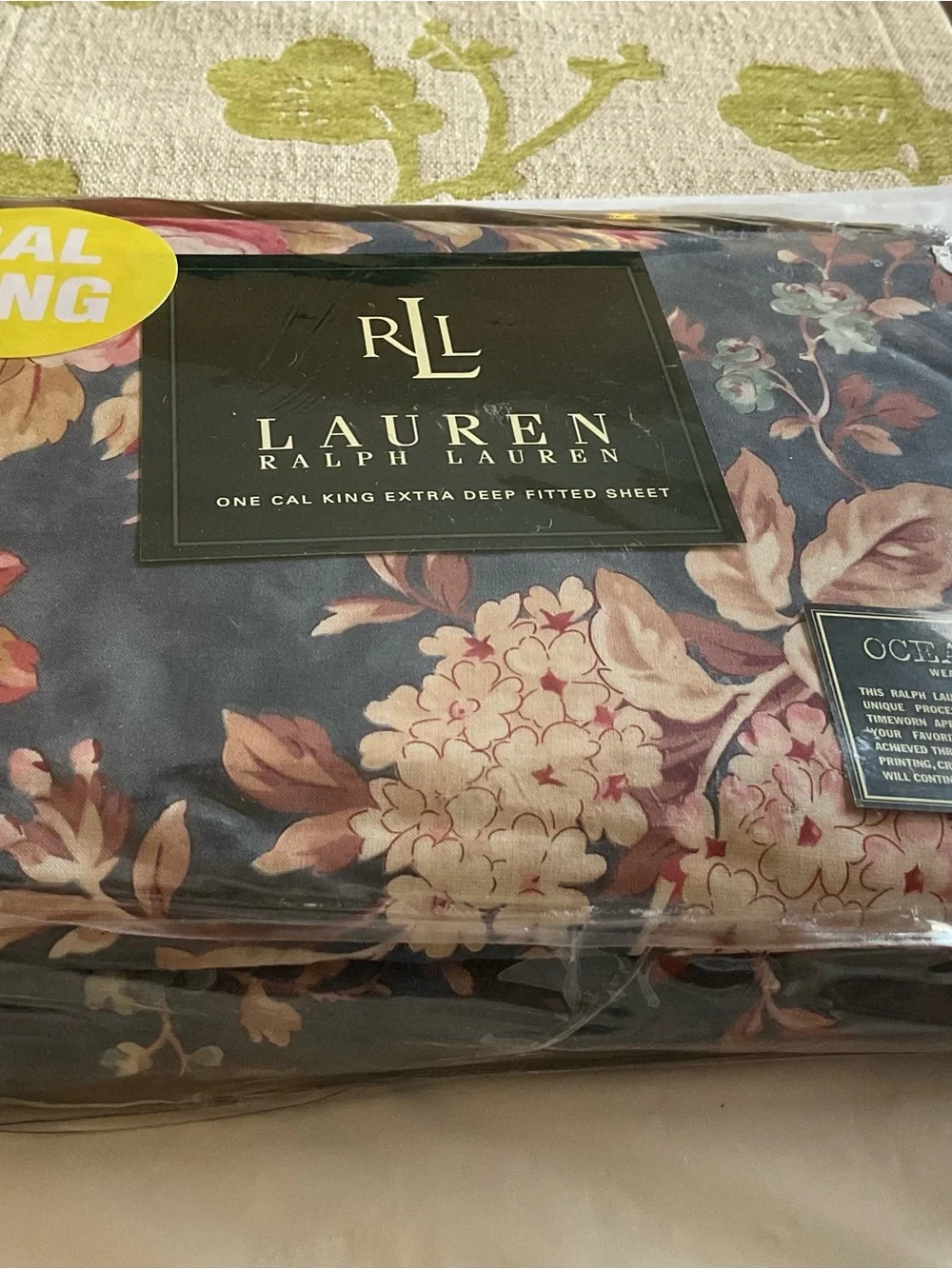 Ralph Lauren Chadwick Floral CAL KING Fitted Sheet -Vintage, Rare! Italy, USA